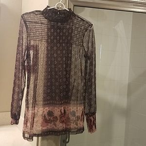 Maurice mesh floral high neck top